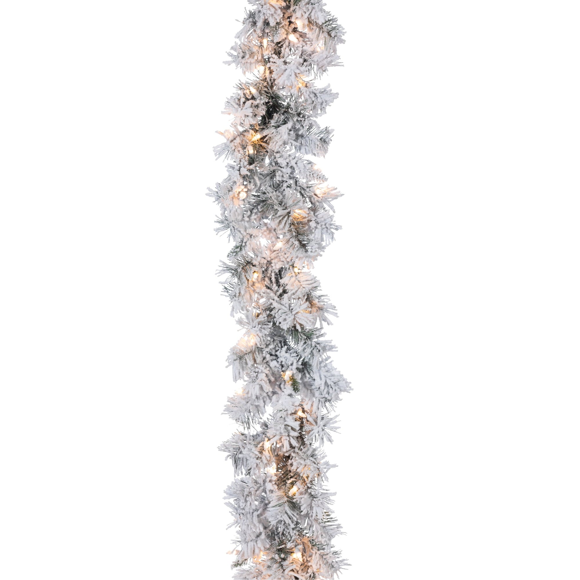 Gerson 9-Foot Long Pre-lit Heavily Flocked Spruce Garland with 100 UL Clear Lights