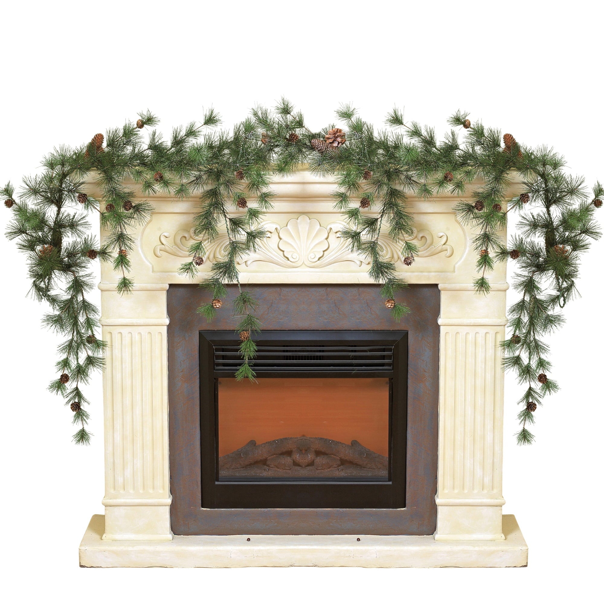 Gerson International 6ft Snowy Ming Artificial Pine Garland, Green
