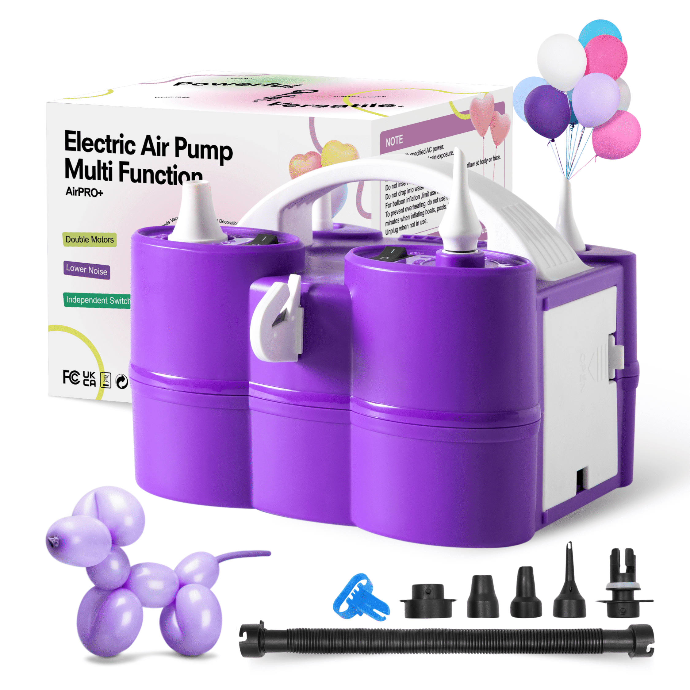 GreatWhip Multi-Purpose Electric Air Pump – Inflate Balloons, Air Beds, Pool Floats & Compression Bags – Rechargeable, 4 Nozzles, UL Certified, Fast  Inflation