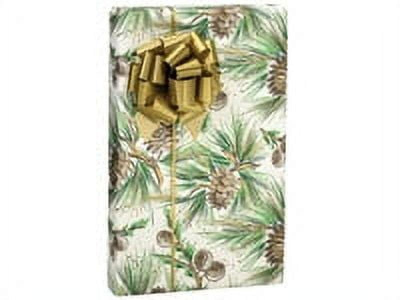 Green Leaves and Pine Boughs Holiday /Christmas Gift Wrapping Paper 16ft