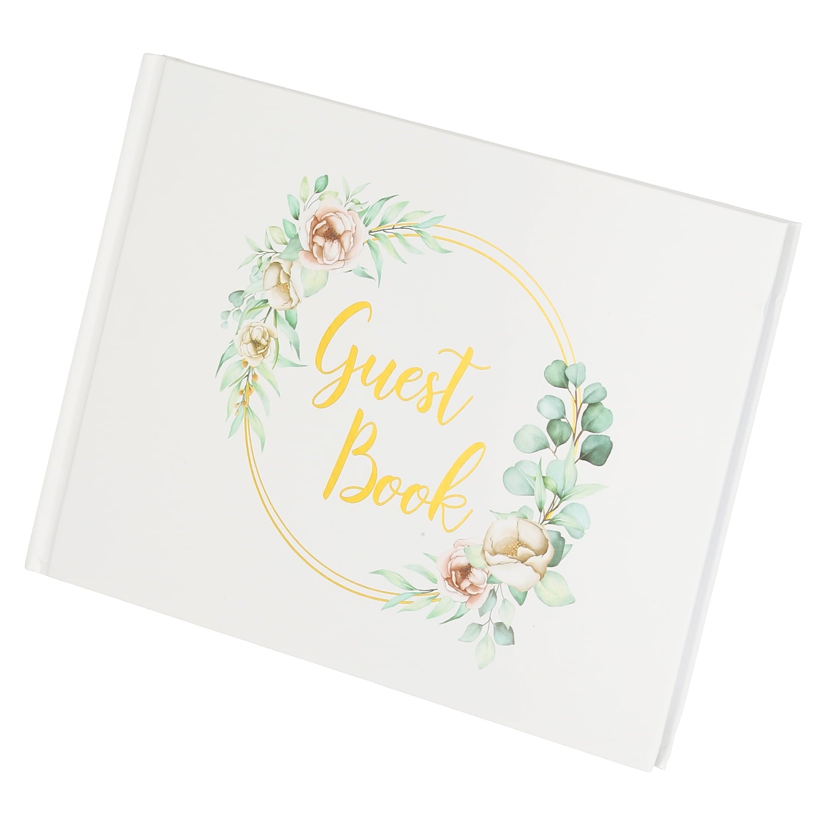 Guest Book, Wedding Guest Sign Book Reception Signature Book Party Decorations Supplies for Birthday Bridal Shower, Gold Ring