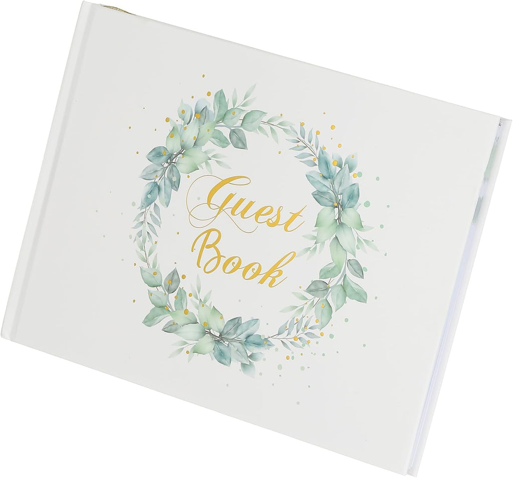 Guest Book, Wedding Guest Sign Book Reception Signature Book Party Decorations Supplies for Birthday Bridal Shower, Green Leave