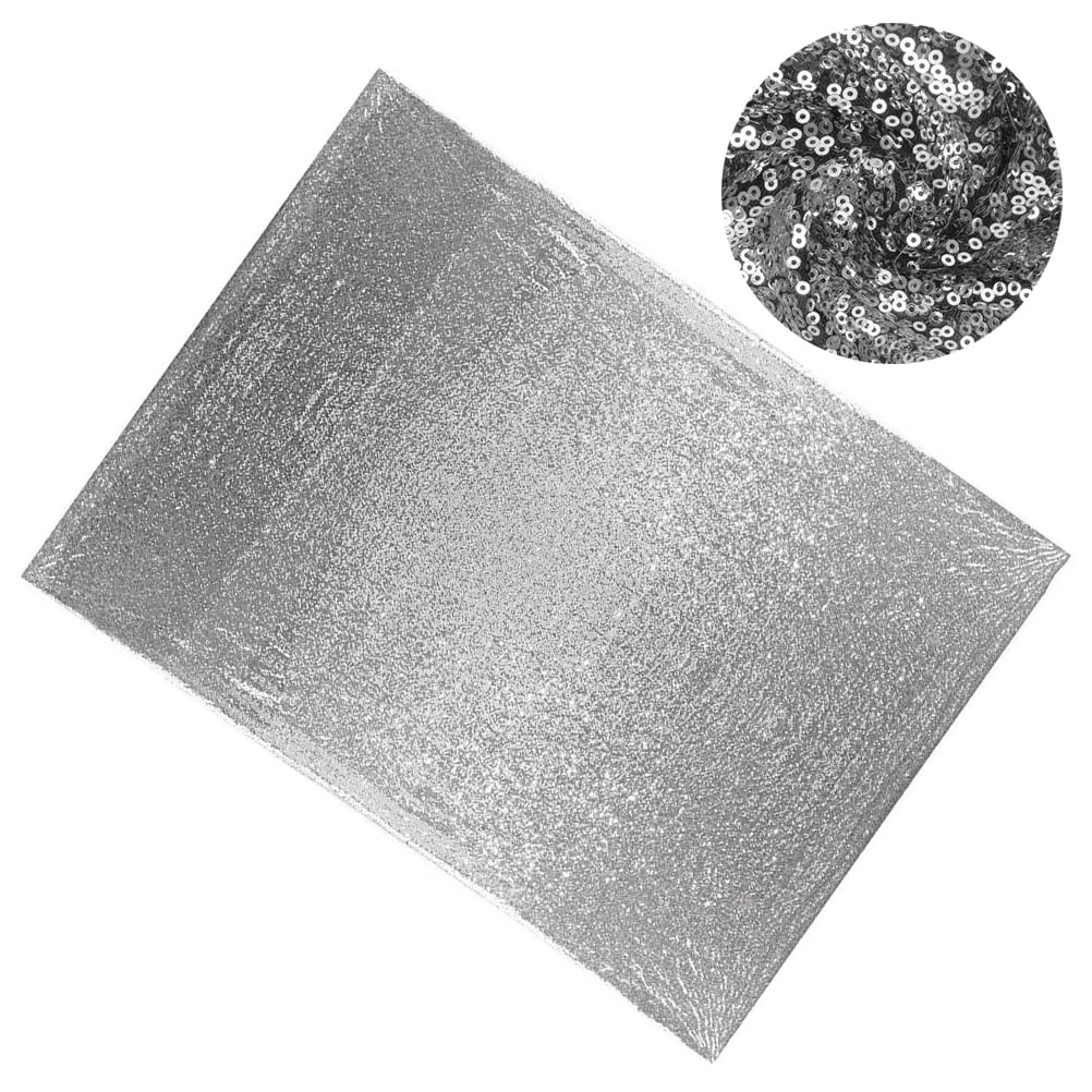 HEALEEP 1Set Sequin Backdrop for Banquets Silver 47.2x70.9in