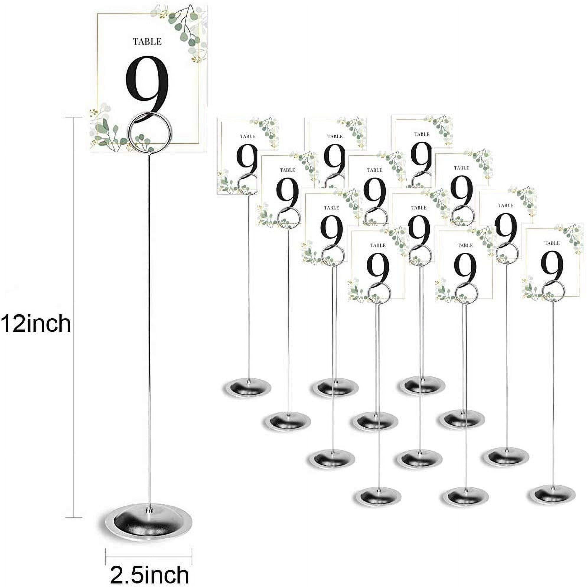 HOHIYA 12 inch Table Number Holders Stands Place Card Wedding Party Memo Sign Photo Restaurants Chrome Plated Tall (Silver,Pack of 12)