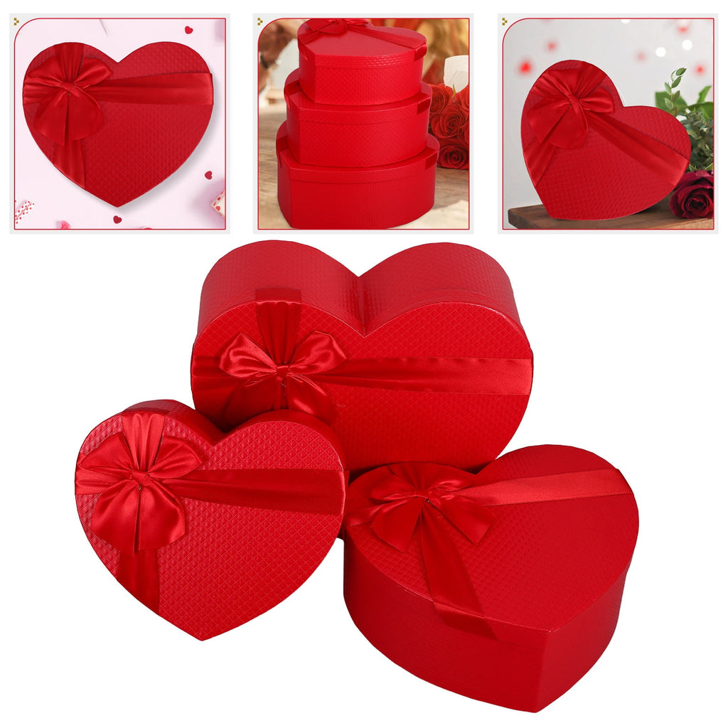 3 Pcs Presents Boxes Heart Shaped Gift Free Gifts Packing Paper Romantic