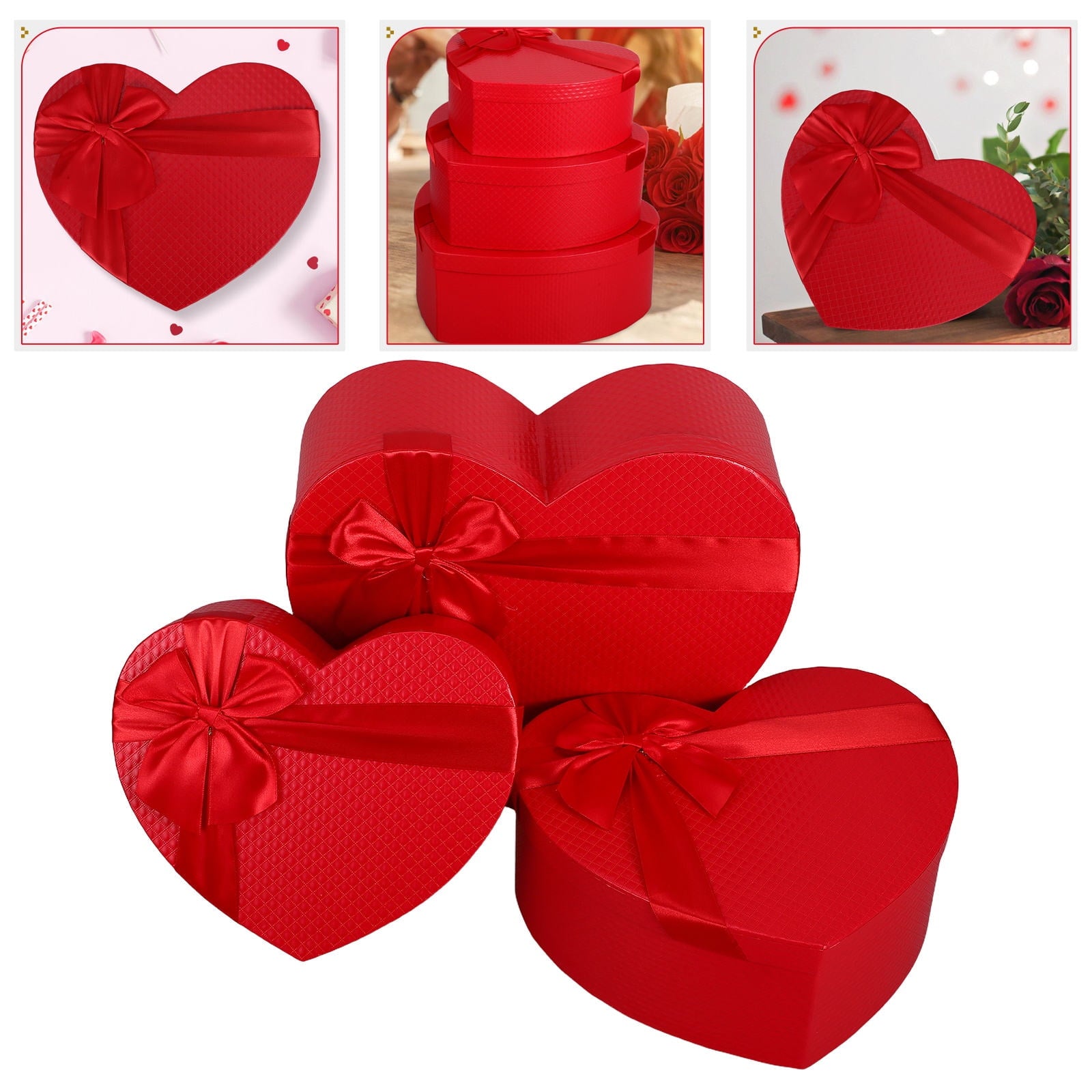 3 Pcs Presents Boxes Heart Shaped Gift Free Gifts Packing Paper Romantic