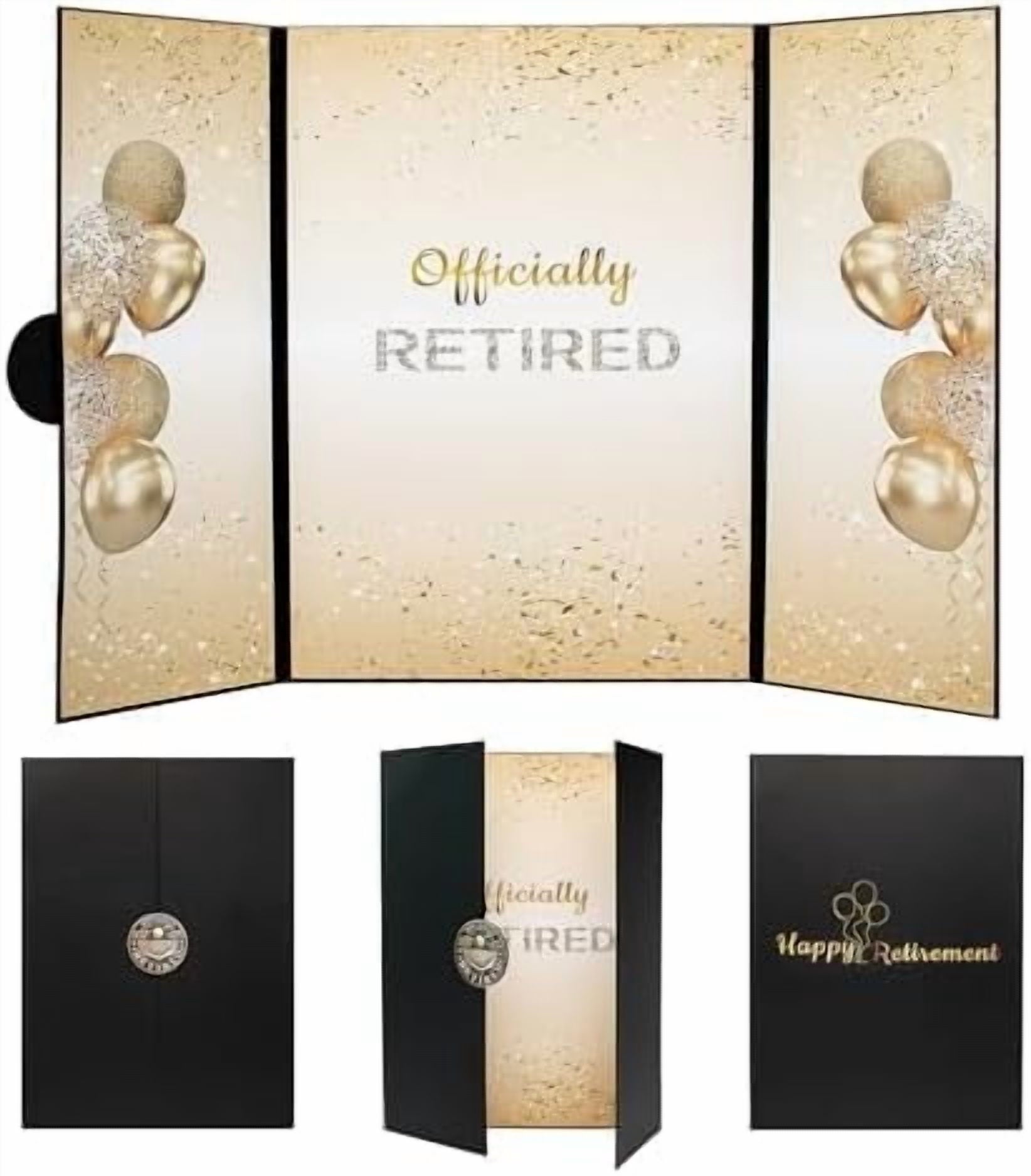 Happy Retirement Party Decorations Signature Guest Book.Black Gold Officially Retired Signature Guestbook Gifts for Men Women.Signing Card Book Board for Retirement Farewell Party Supplies