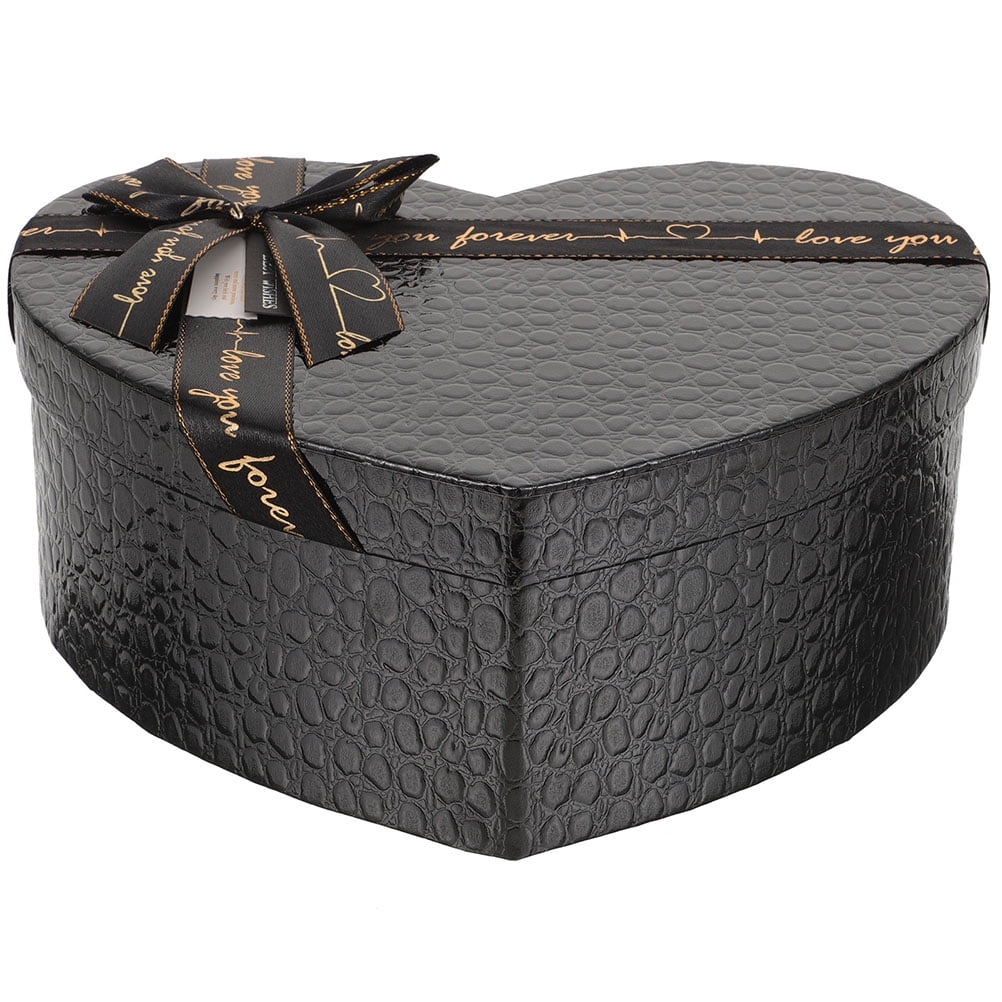 Heart Shaped Gift Box Boxes for Presents White Chocolate Cards Black