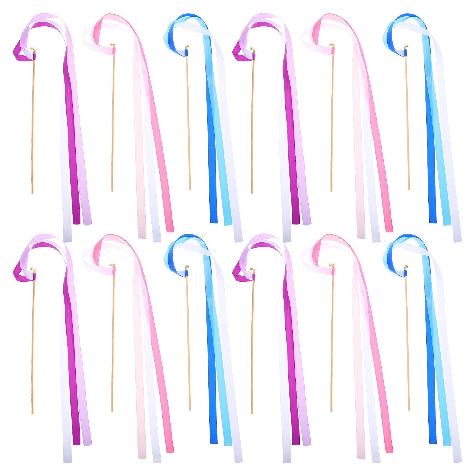 Hemoton 30pcs Wedding Ribbon Streamers Ribbon Stick Wedding Exit Streamers Wedding Ribbon Decors Party Ribbon Wand Wedding Party Accessories