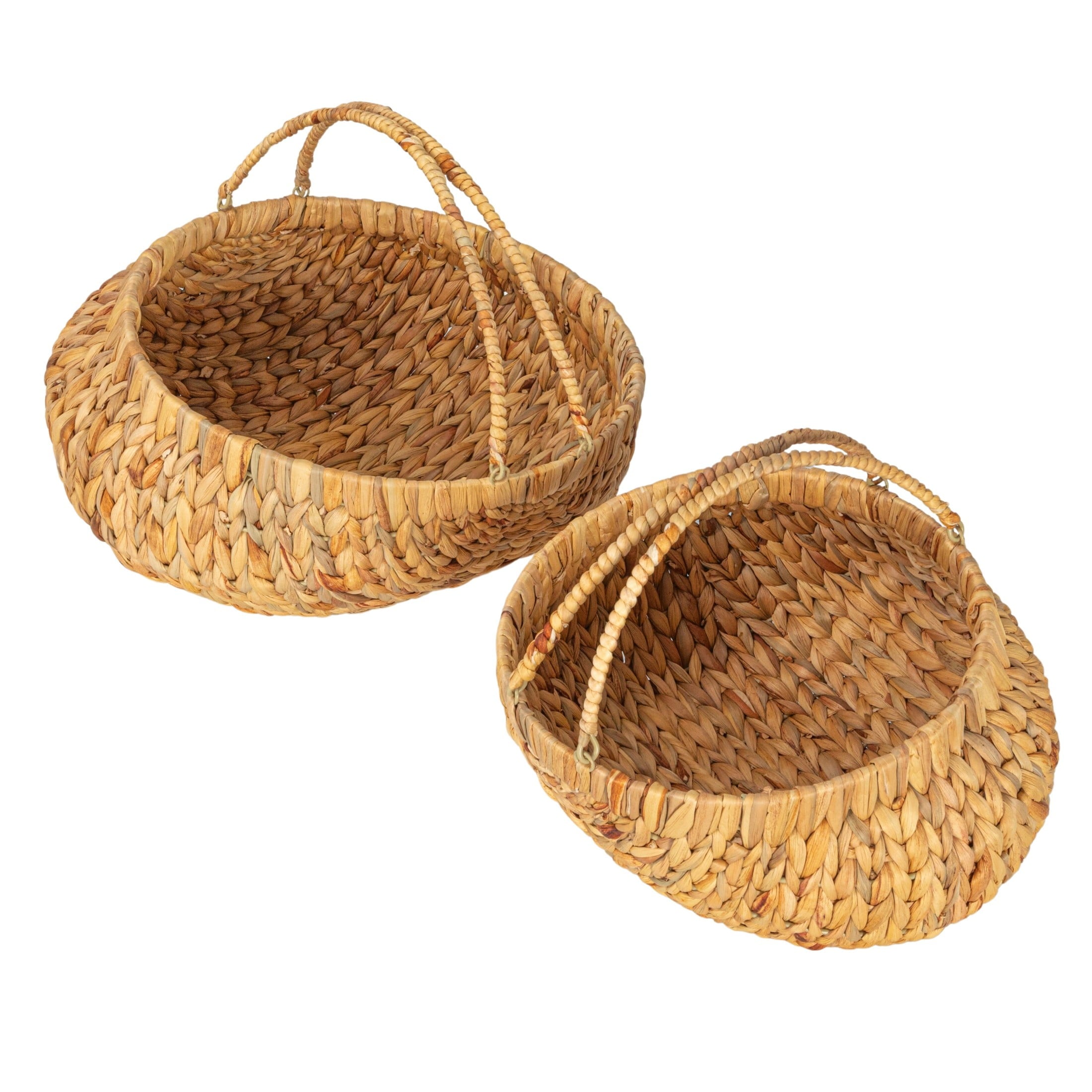 Household Essentials Seagrass Baskets, Set of 2 Decorative Baskets with Handles, Natural Seagrass with Wire Frame, Great for Decoration or Storage