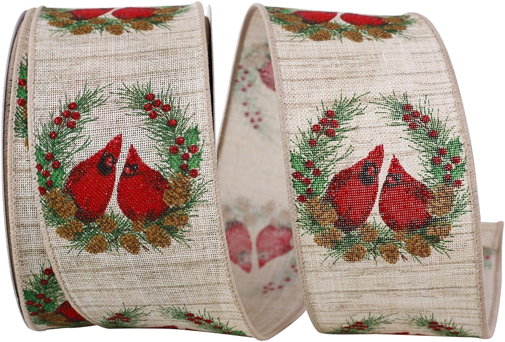 JAM Christmas Cardinal Multi-color Polyester Ribbon, 720" x 2.5"