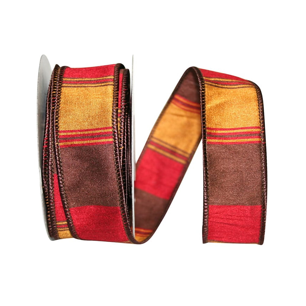 JAM Paper All Occasion Multi-color Polyester Dupioni Striped Ribbon, 360" x 1.5"