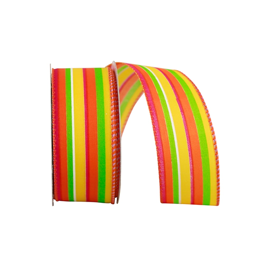 JAM Paper All Occasion Multi-color Polyester Stripes Ribbon, 720" x 1.5"