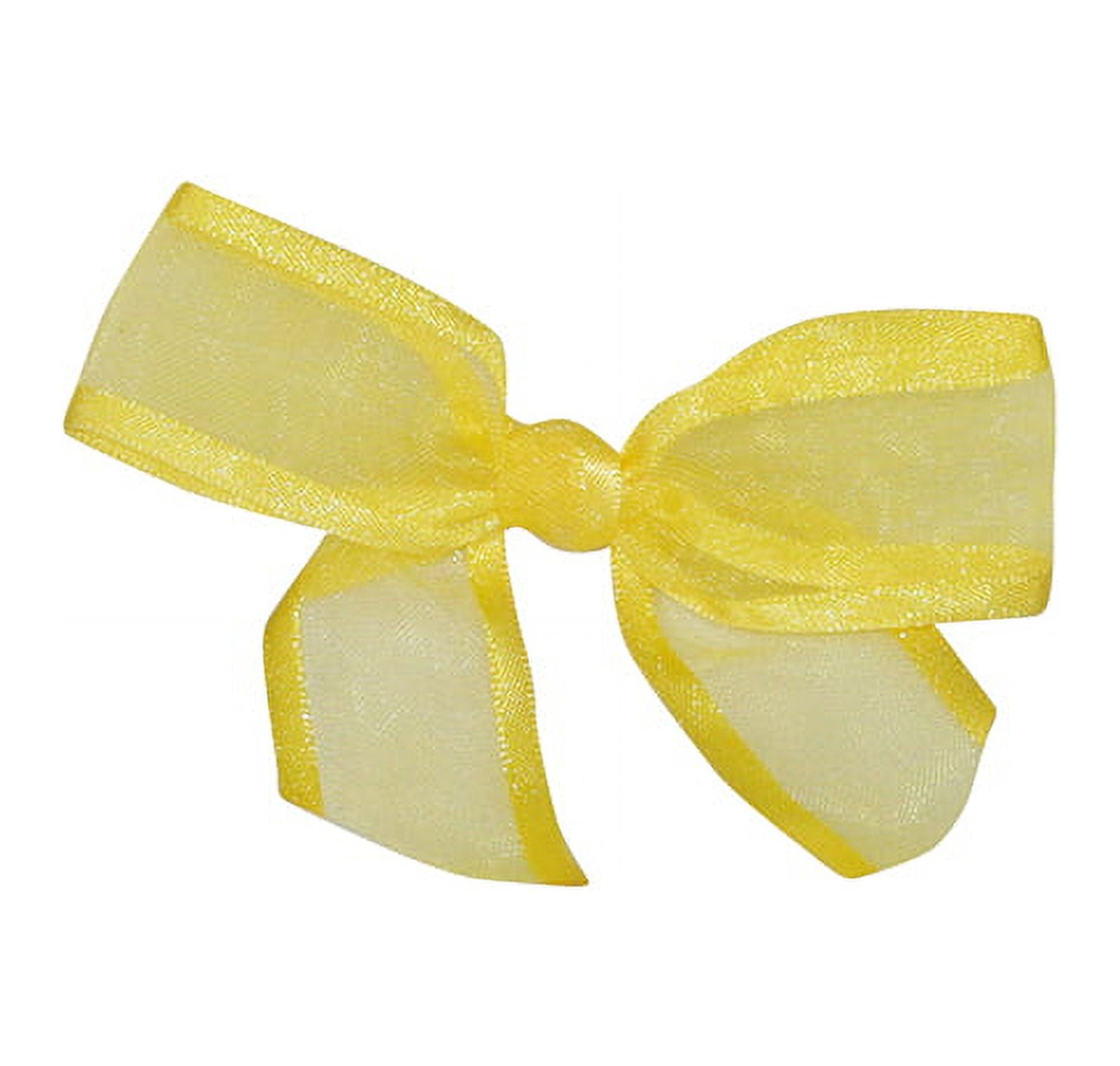 JAM Paper All Occasion Yellow Nylon Twist Tie Sheer Bows, (100/Pack) 9.63"