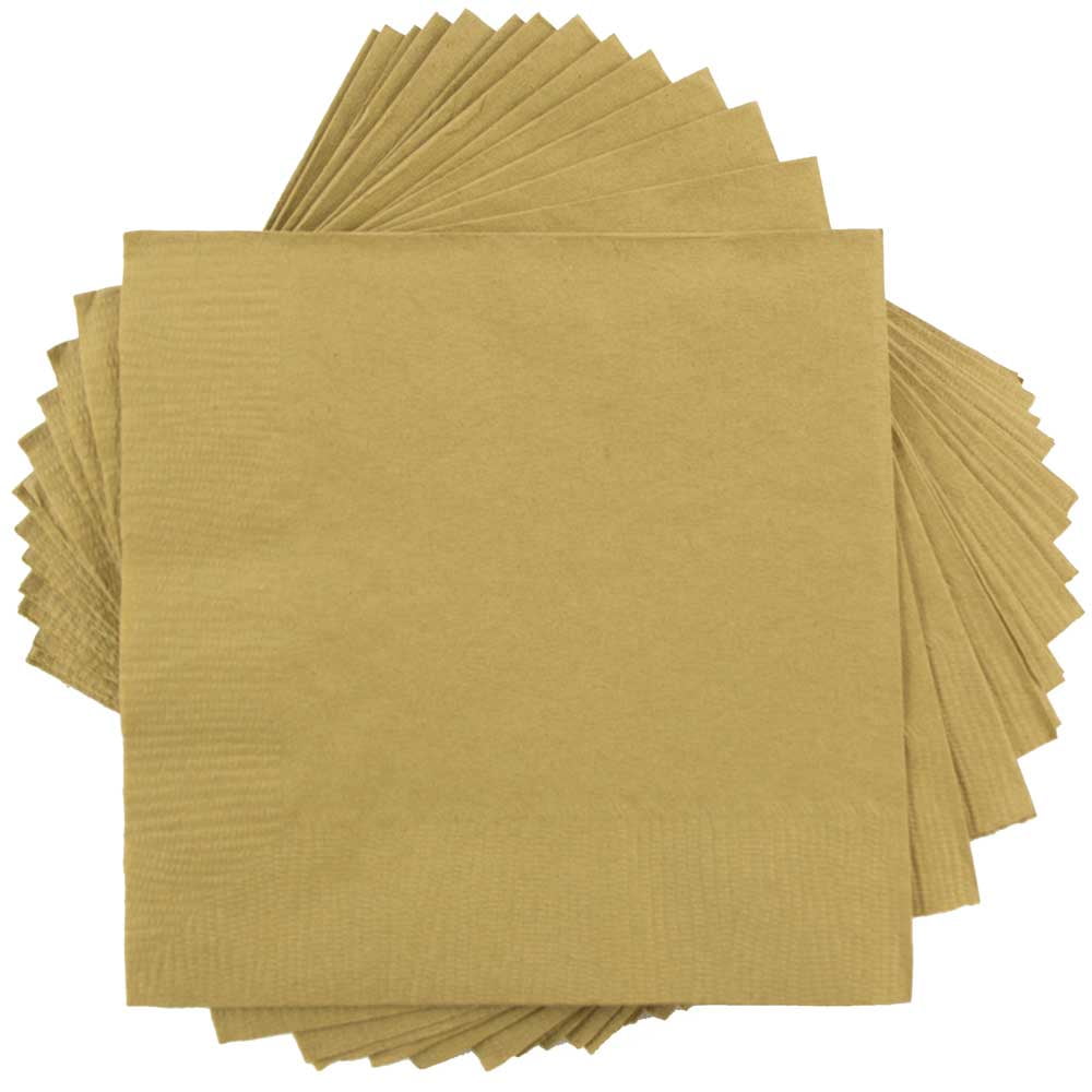 JAM Paper Bulk Small Beverage Napkins, 5x5, Gold, 480/Box