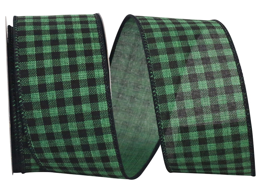 JAM Paper Christmas Multi-color Polyester Check Buffalo Ribbon, 30' x 2.5"