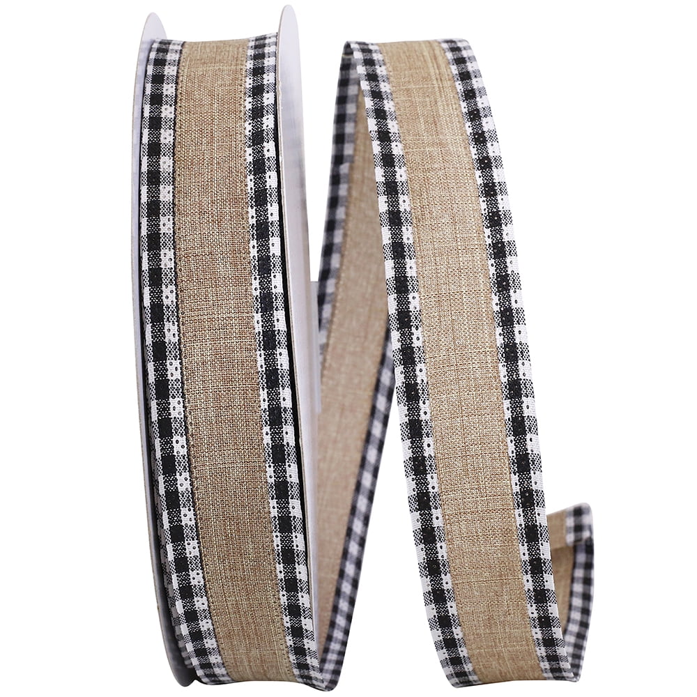 JAM Paper Christmas Multi-color Polyester Gingham Ribbon, 30' x 2.5"