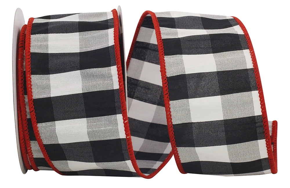 JAM Paper Christmas Multi-color Polyester Gingham Ribbon, 30' x 2.5"
