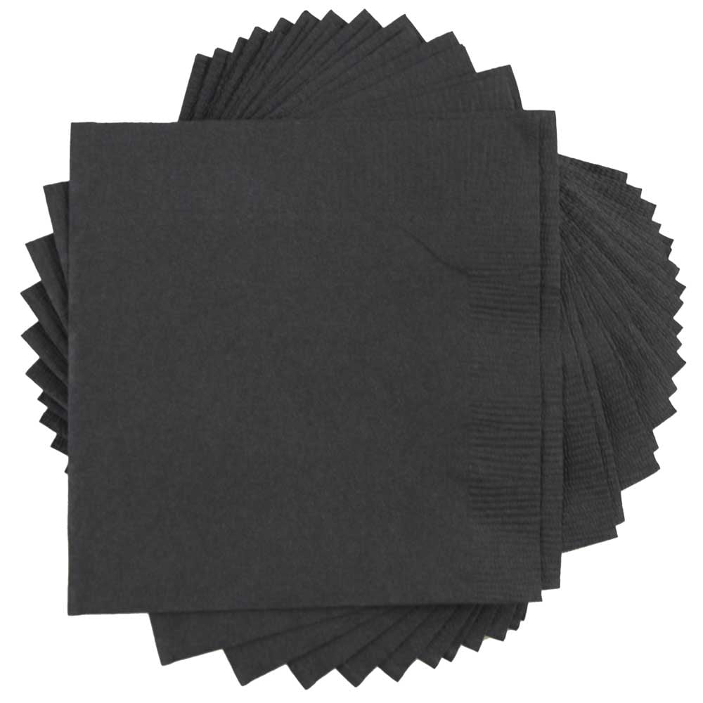 JAM Paper Medium Lunch Napkins, 6 1/2 x 6 1/2, Black, 250/Pack