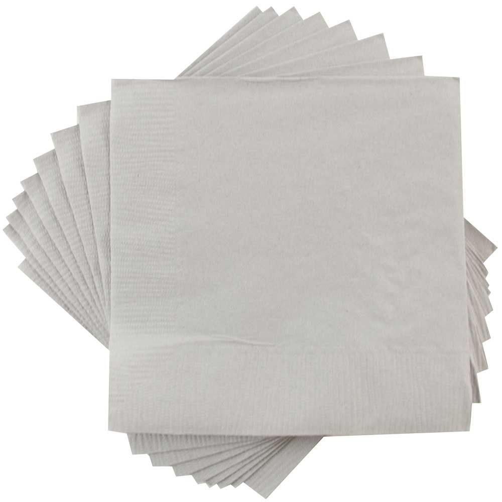 JAM Paper Medium Lunch Napkins, 6 1/2 x 6 1/2, Silver, 200/Pack
