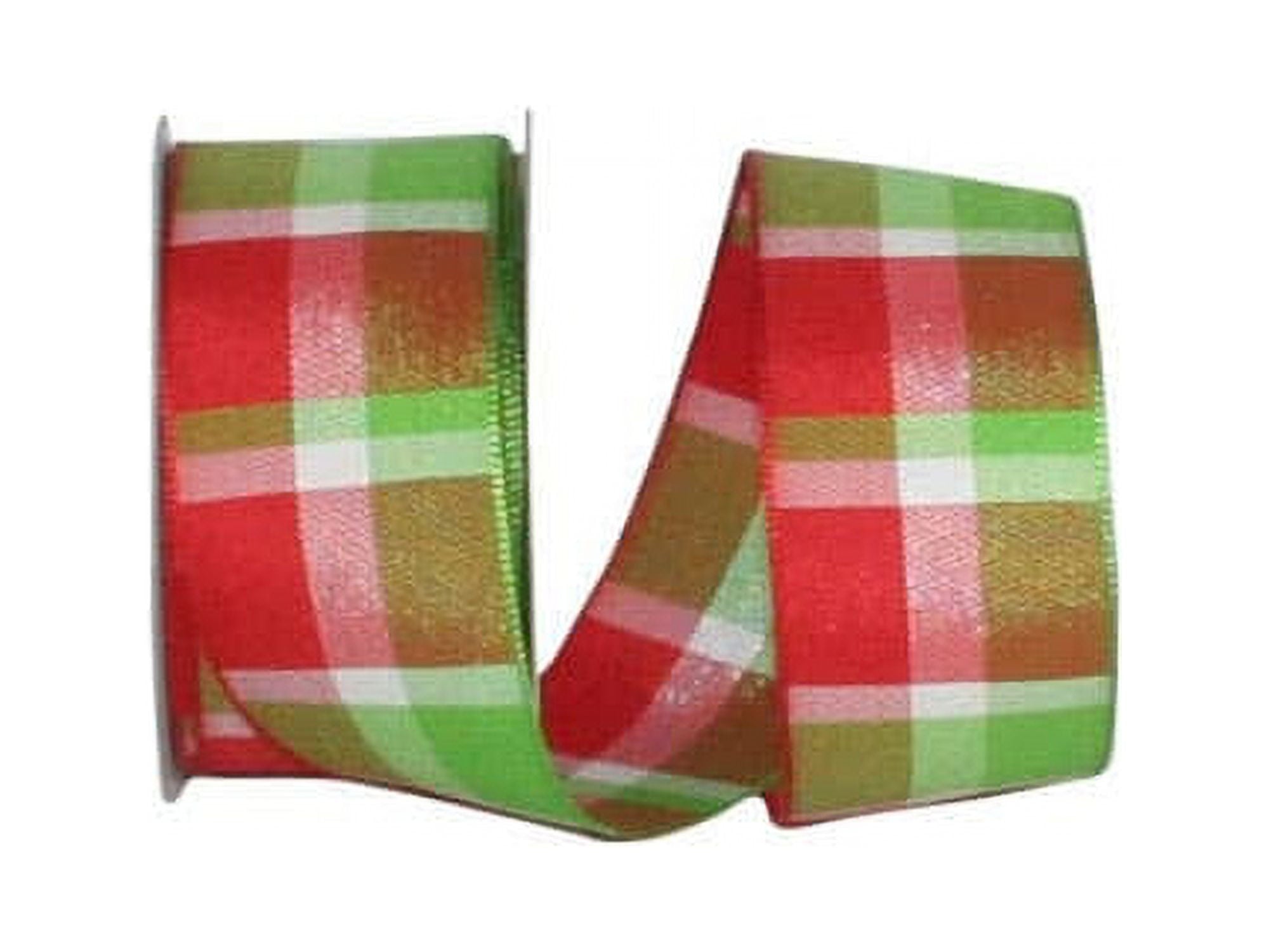 Jam Paper Plaid Christmas Multi-Color Polyester Ribbon, 25Yd X 0.62In, 1/Pack