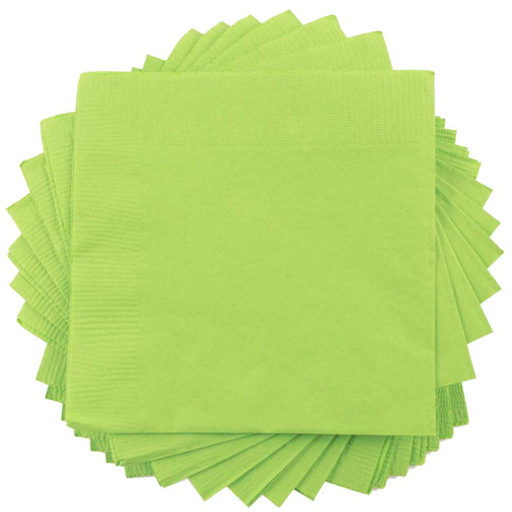 JAM Paper Small Beverage Napkins, 5 x 5, Lime Green, 200/Pack
