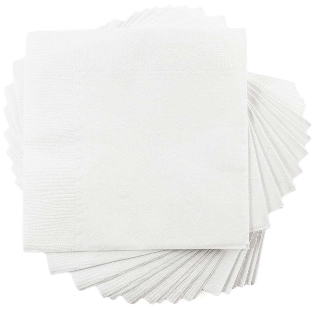 JAM Paper Small Beverage Napkins, 5 x 5, White, 48 Packs of 50, 2400 Total Napkins/Carton