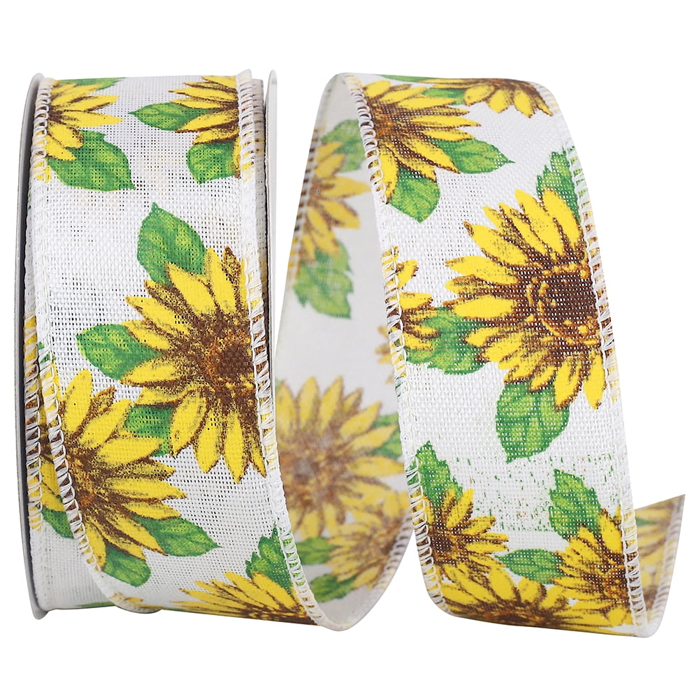 JAM Paper Sunflower Design Multi-color Polyester Ribbon, with Wired Edge 720"" x 1.5"