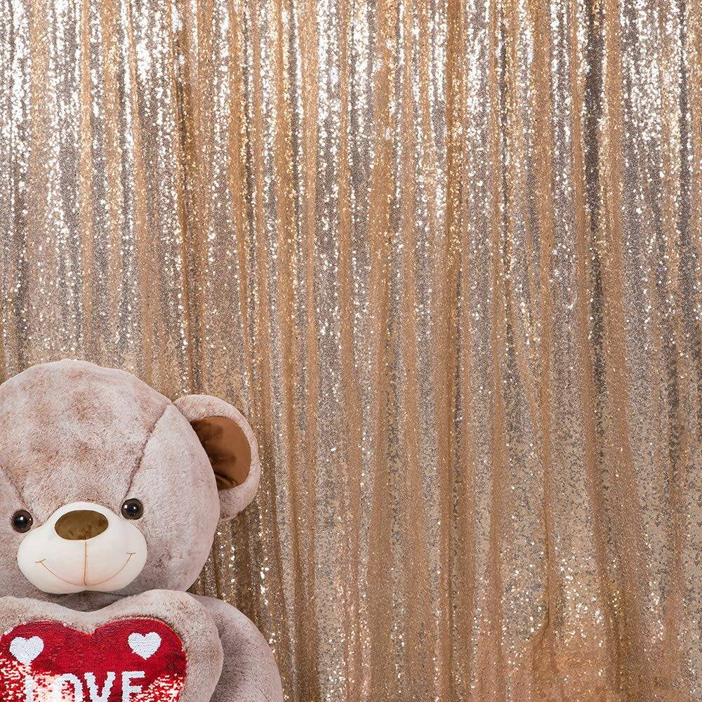 JYFLZQ Champagne Sequin Backdrop Curtain 8ft x 8ft Glitter Photo Booth Backdrop for Party