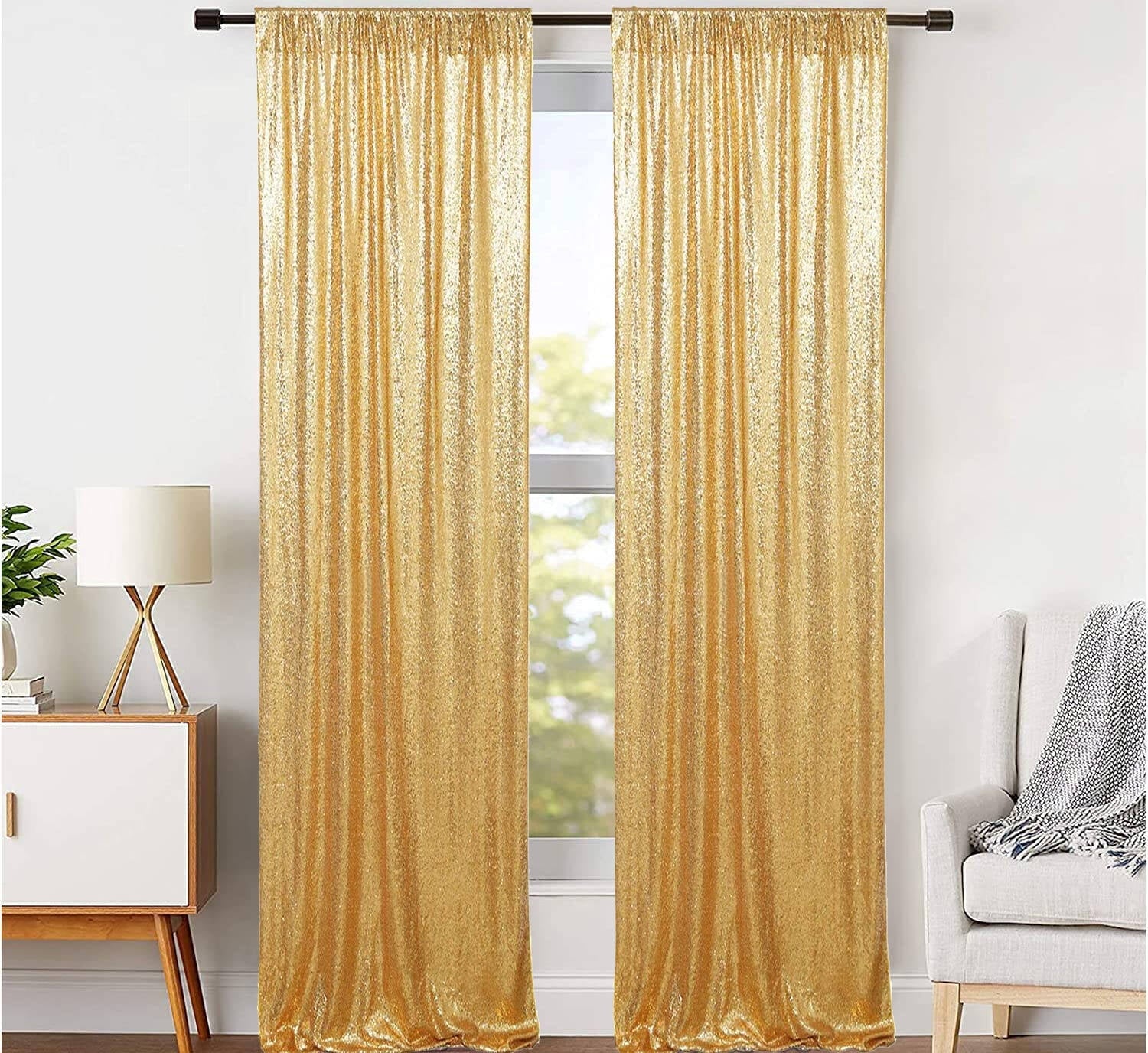 JYFLZQ Champagne Sequin Backdrop Curtain 8ft x 8ft Glitter Photo Booth Backdrop for Party