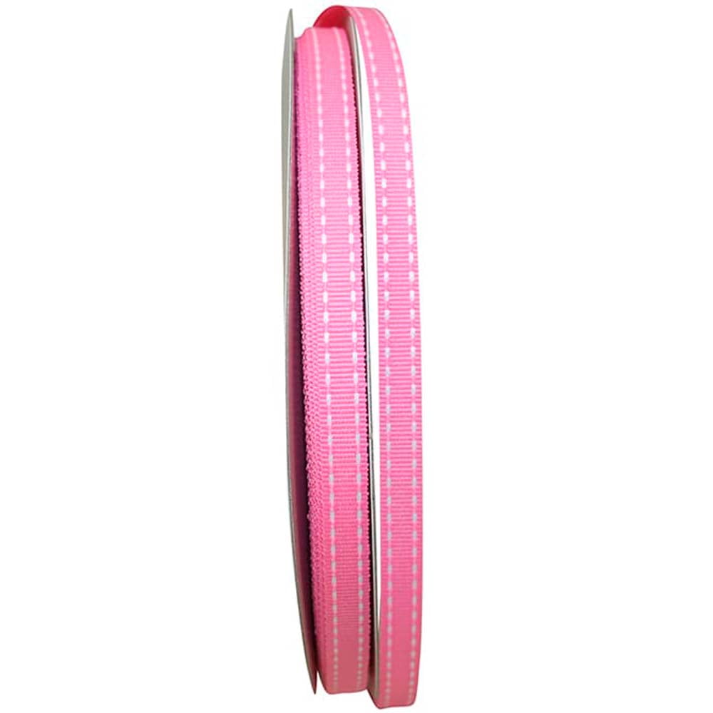 Jam Grosgrain Ribbon, 3/8 In X 50 Yards, Pink, 2/Pack, Saddle Stitch