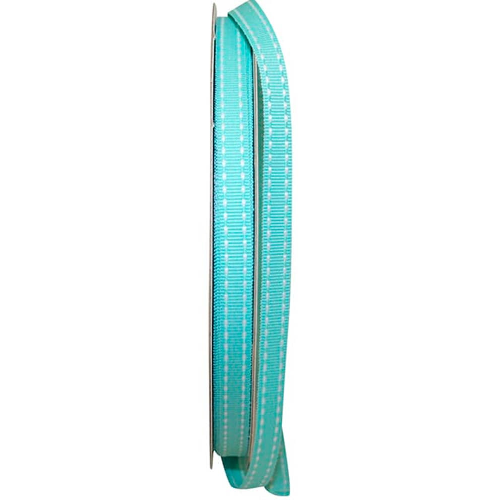 Jam Paper Grosgrain Saddle Stitch Ribbon, 3/8 Inches X 50 Yards, Aqua, Sold Individually