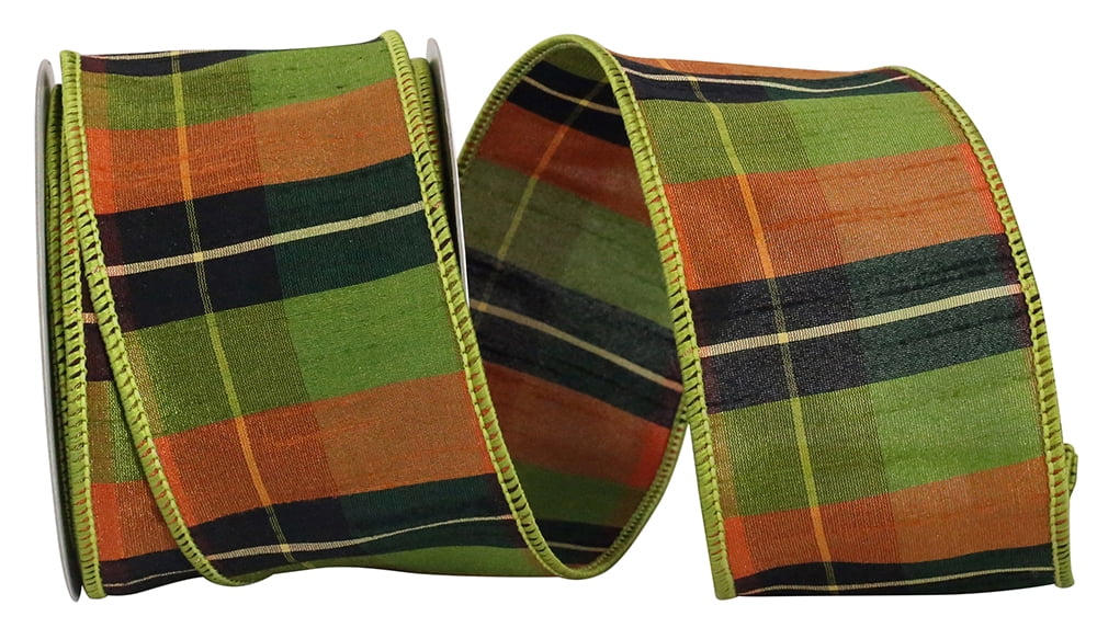 Jam Paper Plaid Christmas Multi-Color Polyester Ribbon, 25Yd X 0.37In, 1/Pack