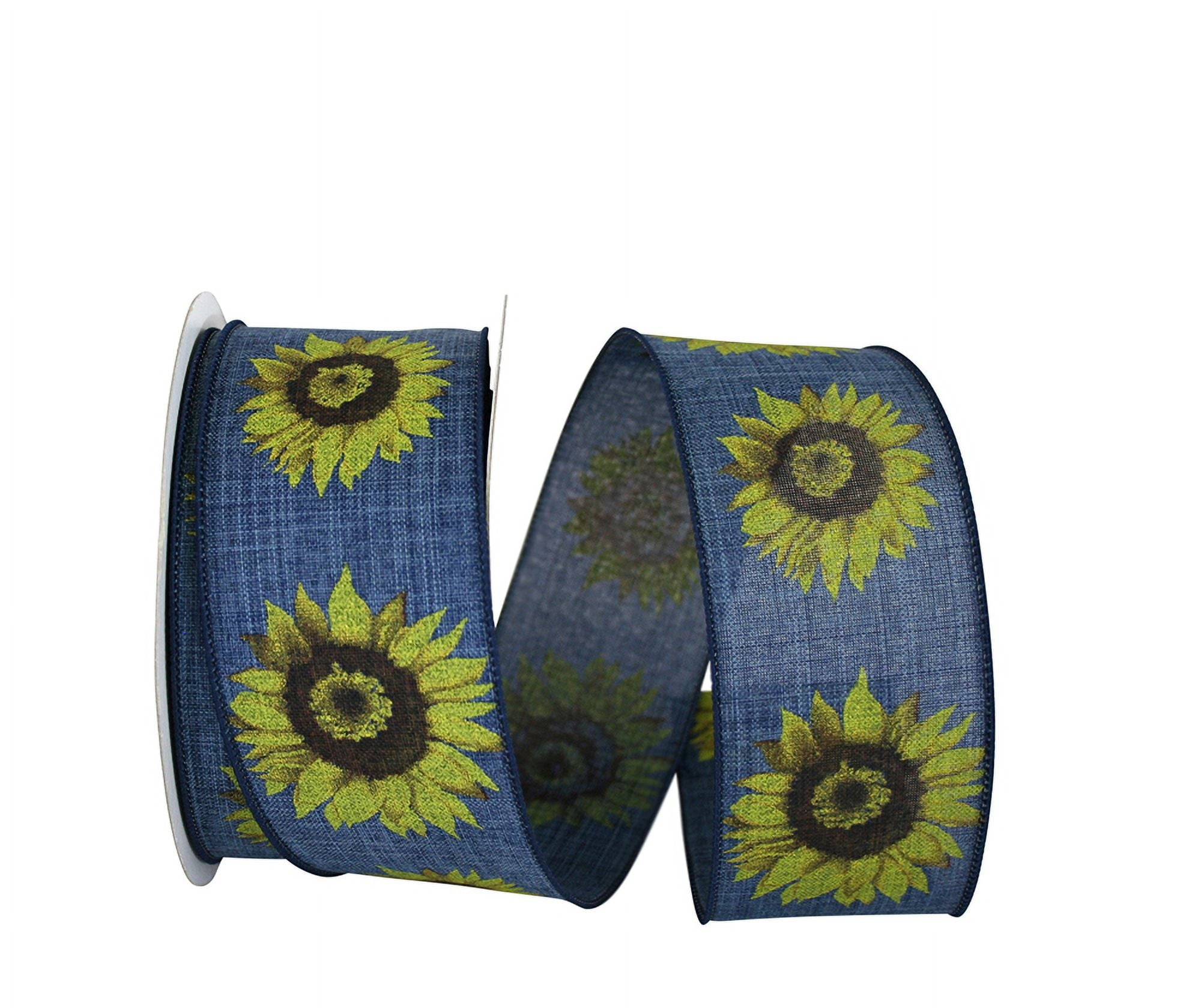 Jam Paper Spring Sunflower All Occasion Multi-Color Polyester Ribbon, 720" X 2.5"