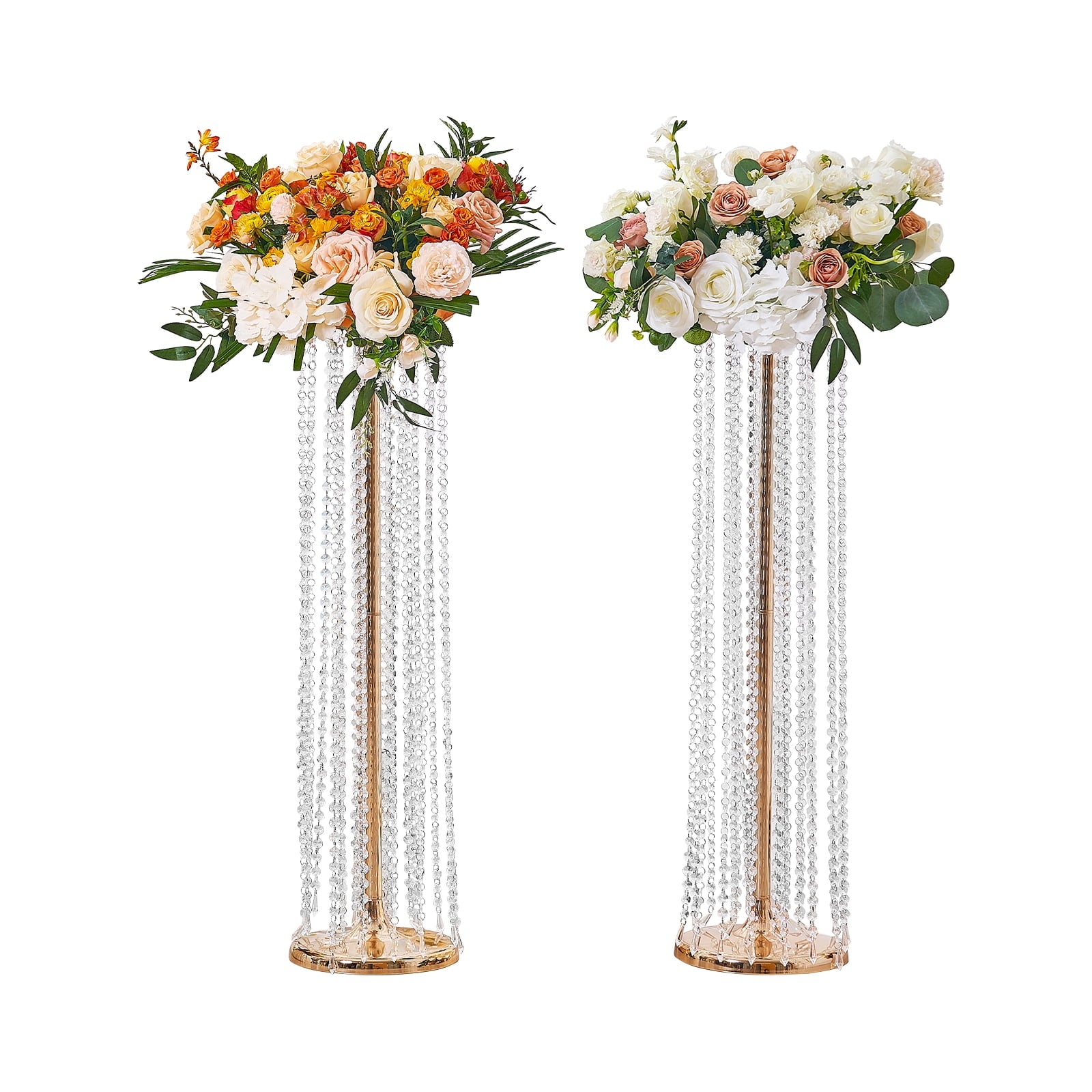 KFFKFF Crystal Wedding Flowers Stand Luxurious Centerpieces 2PCS 35.43inch Tall
