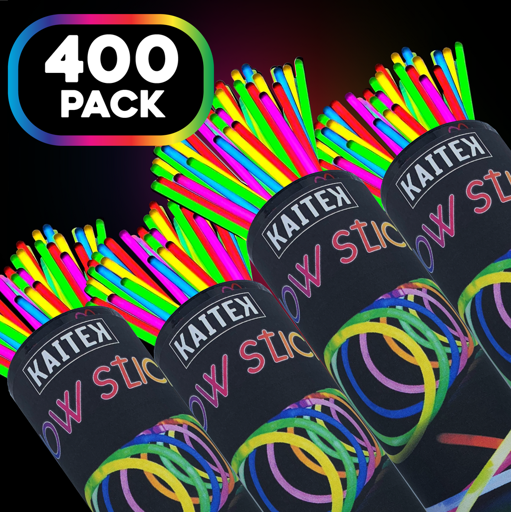 Kaitek Glow Sticks 8" Bulk 400ct Variety, Glow in the Dark for Neon Theme Party