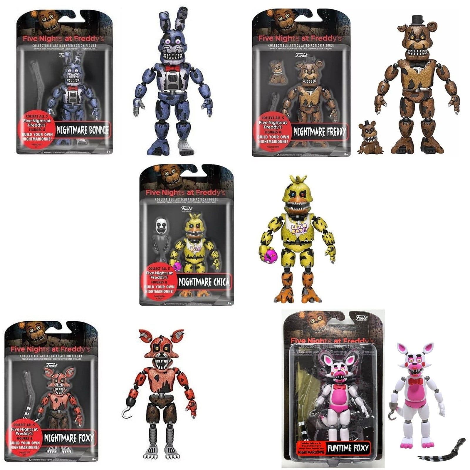 Kdfny FNAF Action Figures 5 Pcs Five Nights at Freddy's Movable Collectible Toys | Game-Inspired Dolls, Cake Toppers & Gifts for Fans & Kids