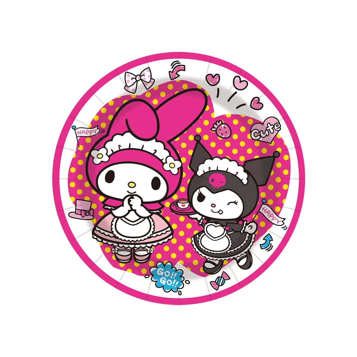 Kuromi-Melody 80/90 PCS Party Supplies, Party Tableware, Disposable Paper Plates- Napkins-Forks Dinnerware Set