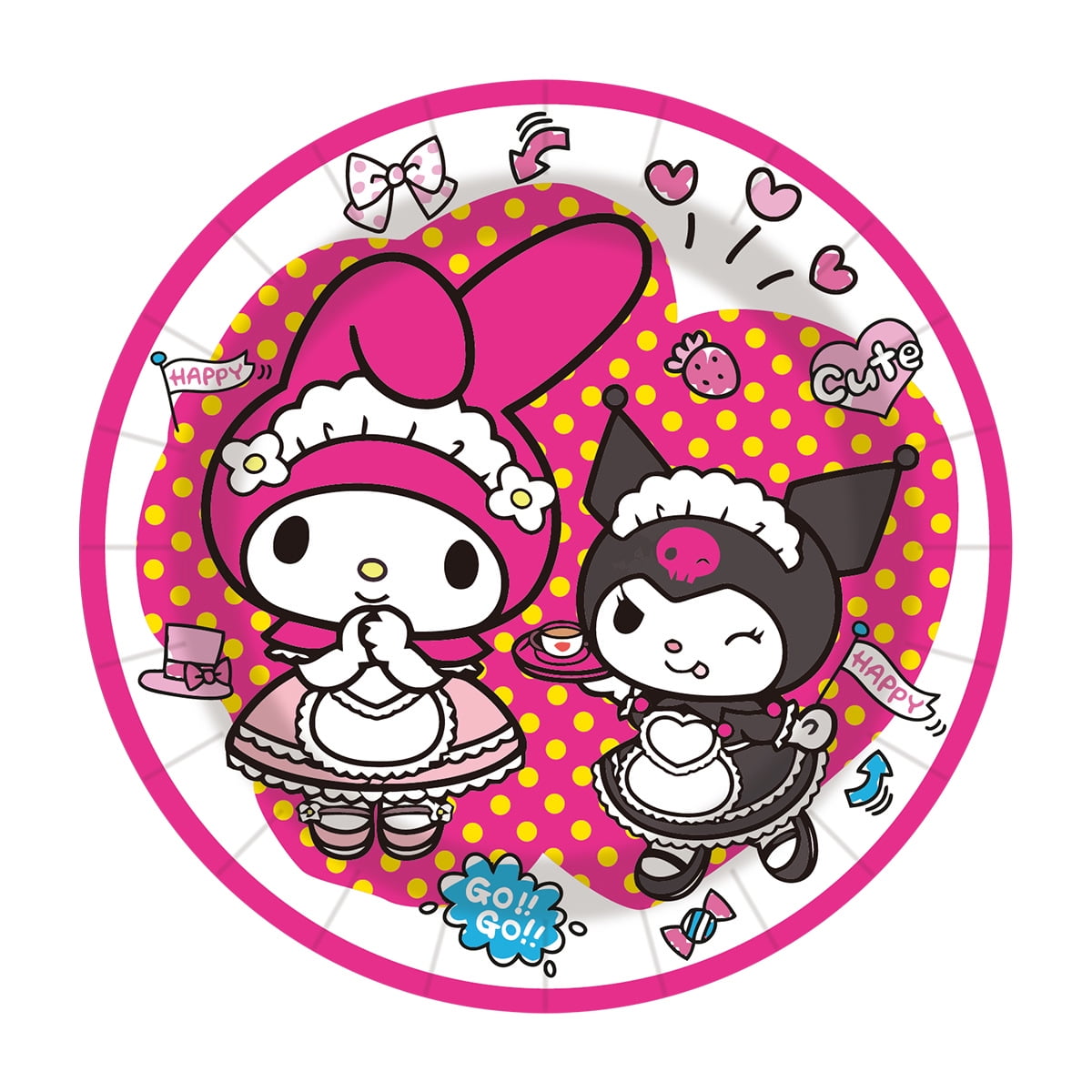 Kuromi-Melody 80/90 PCS Party Supplies, Party Tableware, Disposable Paper Plates- Napkins-Forks Dinnerware Set