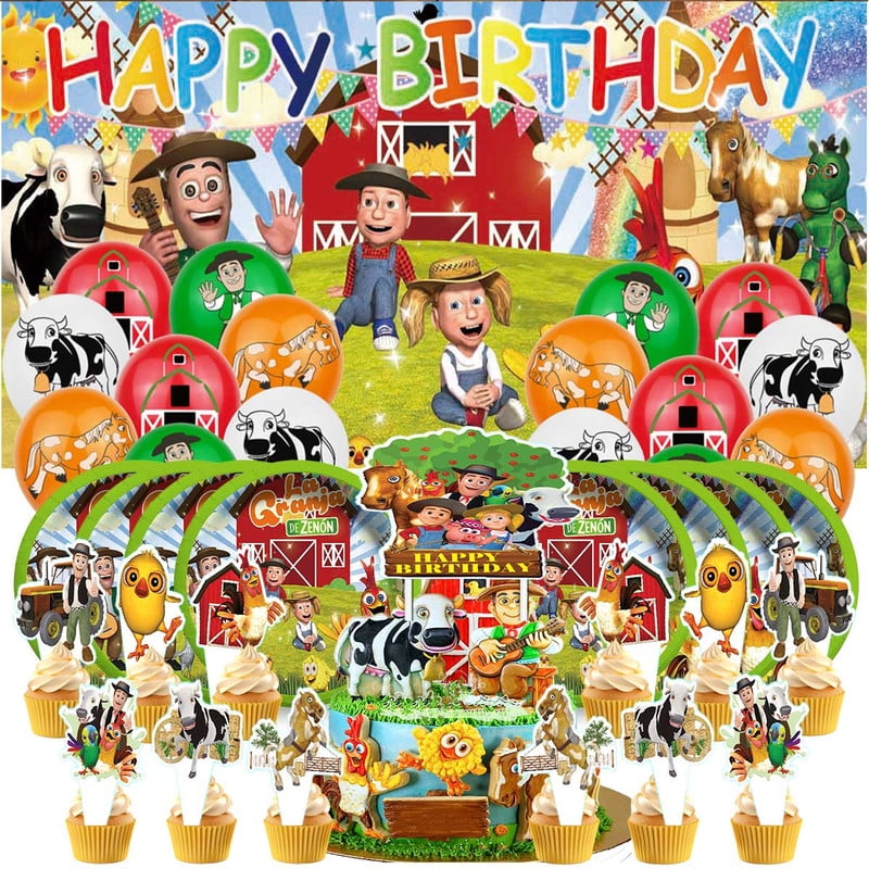La Granja de zenon Balloons Plates Party Supplies Decoration Birthday Cake Topper Decor Banner Backdrop Tableware