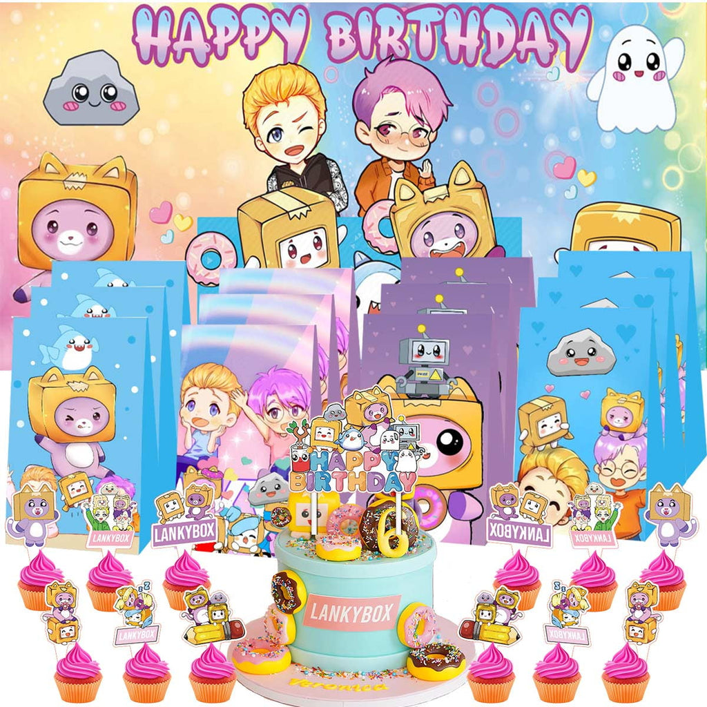 Lanky Goodie Bags Treat Candy Decorations Party Favor Supplies Birthday Cake Topper Backdrop Banner