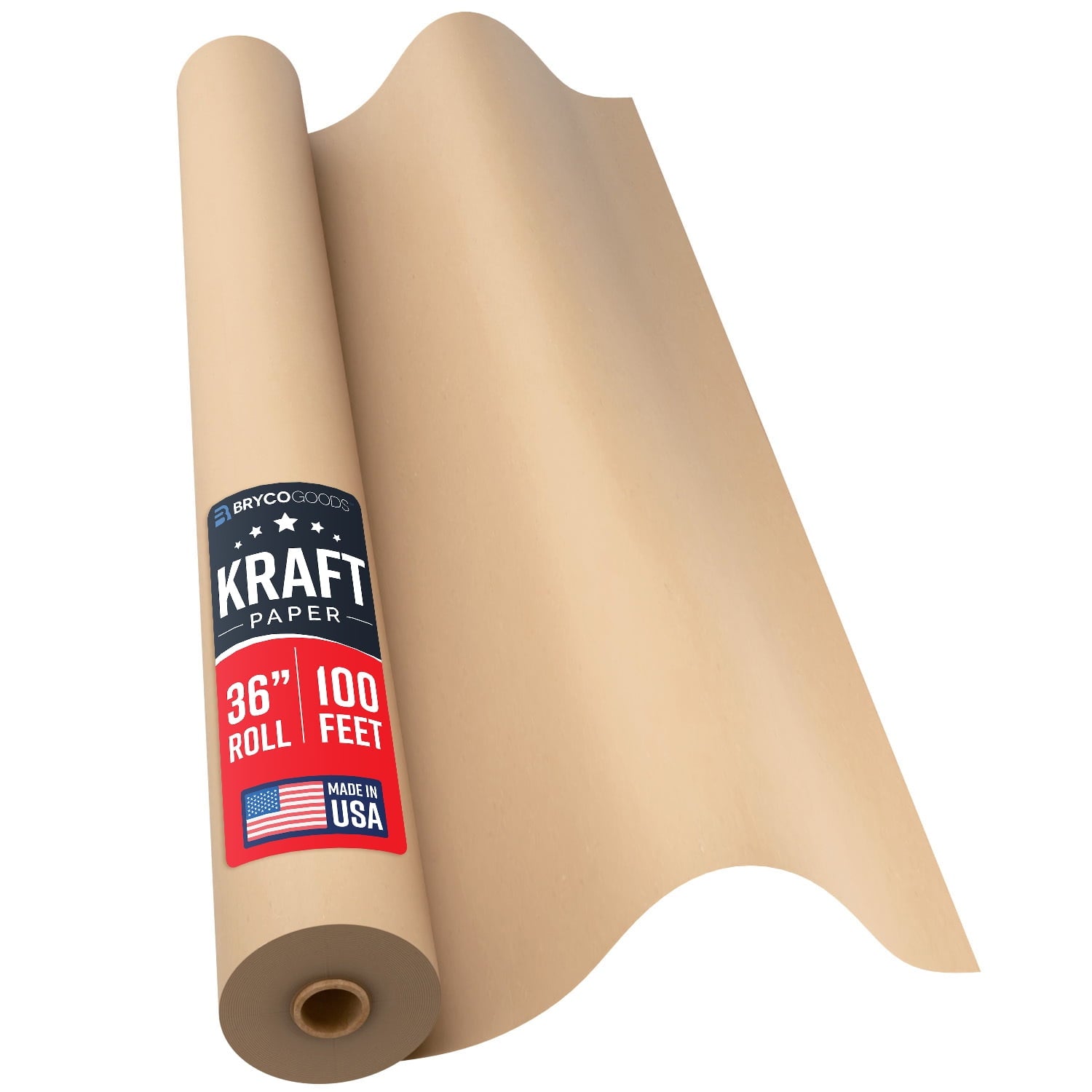 Bryco Goods (Pack of 2) Brown Kraft Paper Rolls - 18 Inch x 100 Feet - Moving Supplies, Gift Wrapping, Arts & Crafts, Bulletin Board, Packing Paper – USA Made