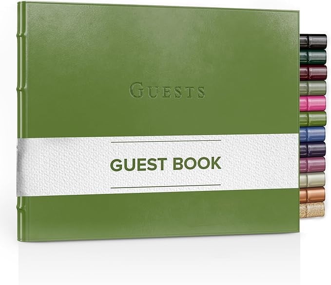 Gallery Leather Guest Book - Freeport Metallic Gold - 7" x 9"