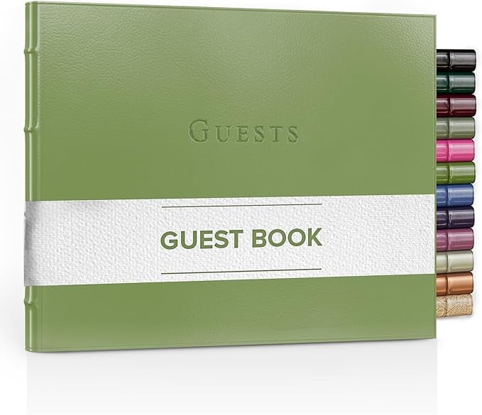 Gallery Leather Guest Book - Freeport Metallic Gold - 7" x 9"