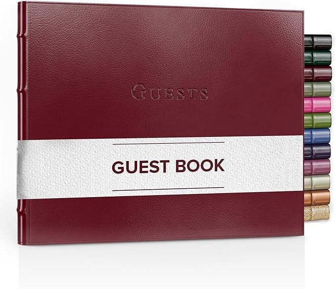 Gallery Leather Guest Book - Freeport Metallic Gold - 7" x 9"