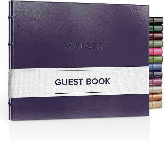 Gallery Leather Guest Book - Freeport Metallic Gold - 7" x 9"