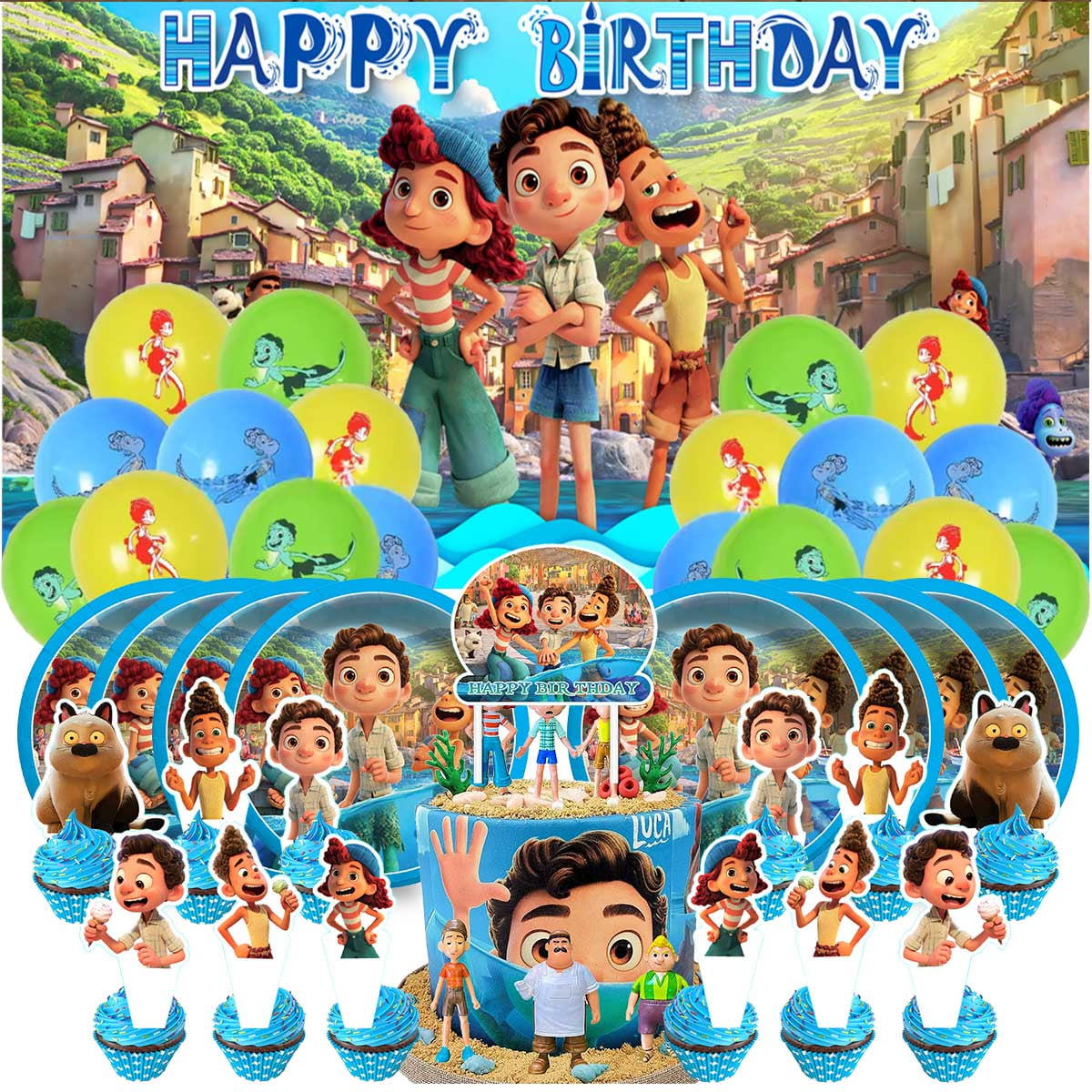 Luca Party Supplies Birthday Plates Balloons Decorations Cake Topper Tableware Banner Backdrop Decor
