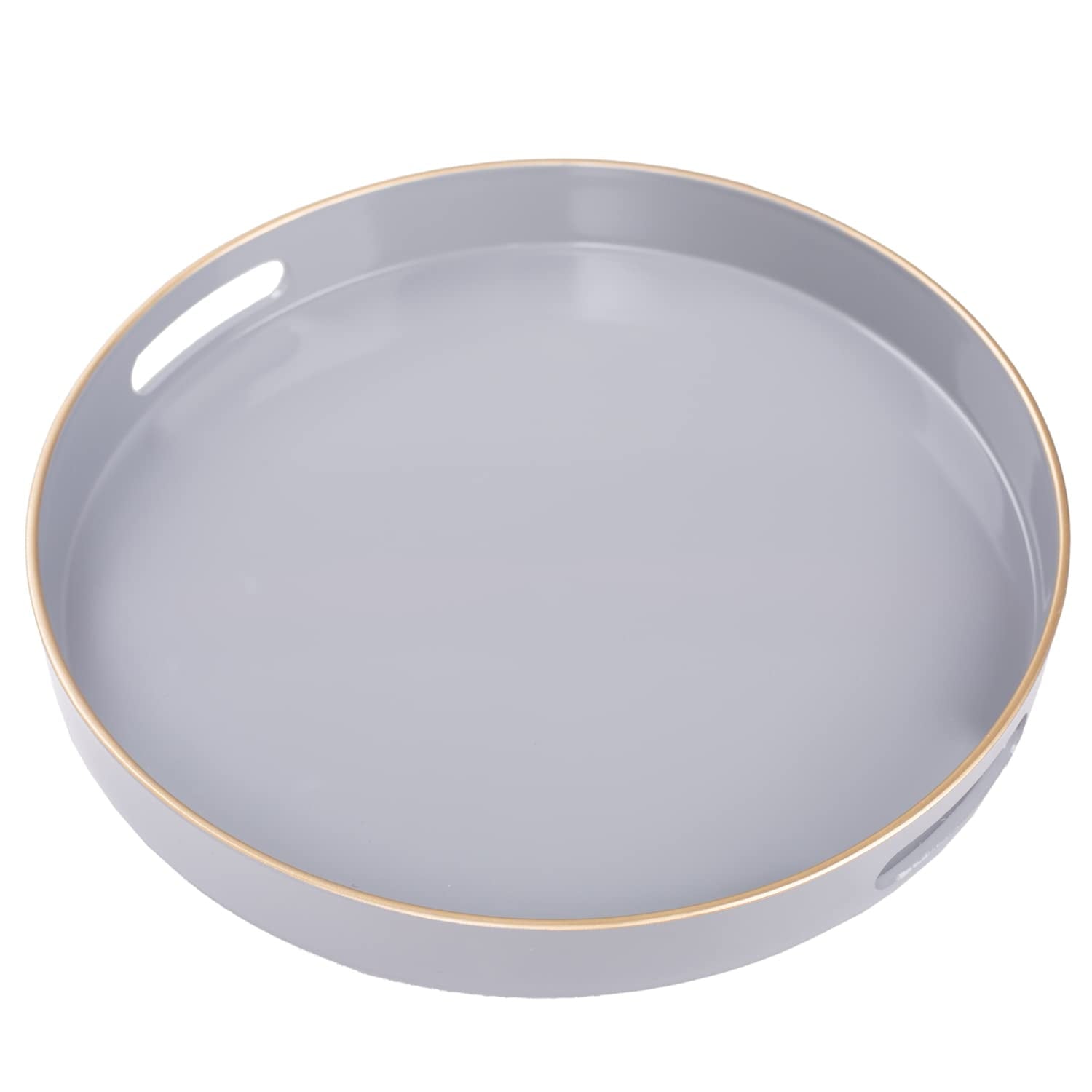 MAONAME White Decorative Tray, 15.7" X 11.8" Plastic Serving Tray with Handles, Printed Marble Glass Tray, Rectangular Tray for Coffee Table