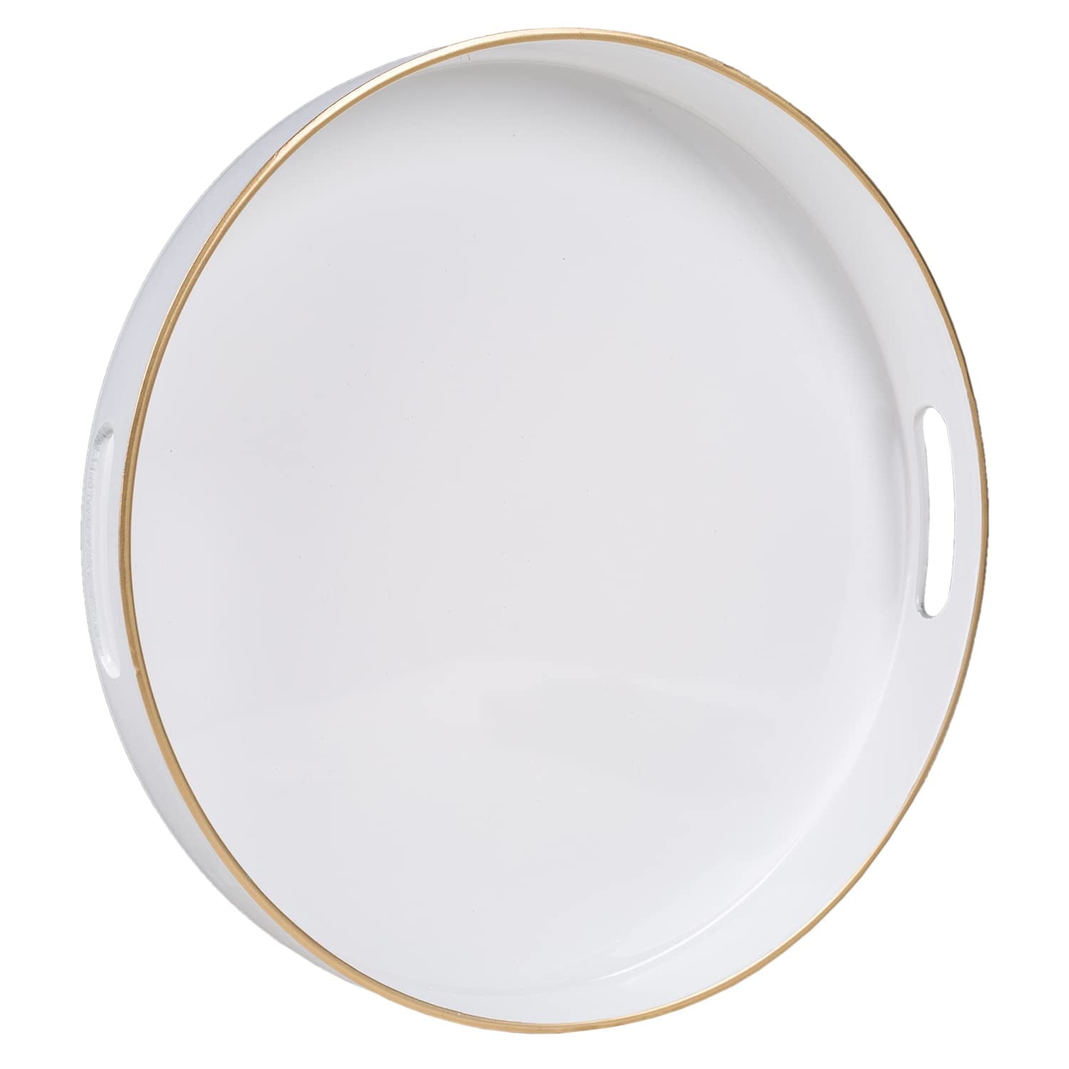 MAONAME White Decorative Tray, 15.7" X 11.8" Plastic Serving Tray with Handles, Printed Marble Glass Tray, Rectangular Tray for Coffee Table