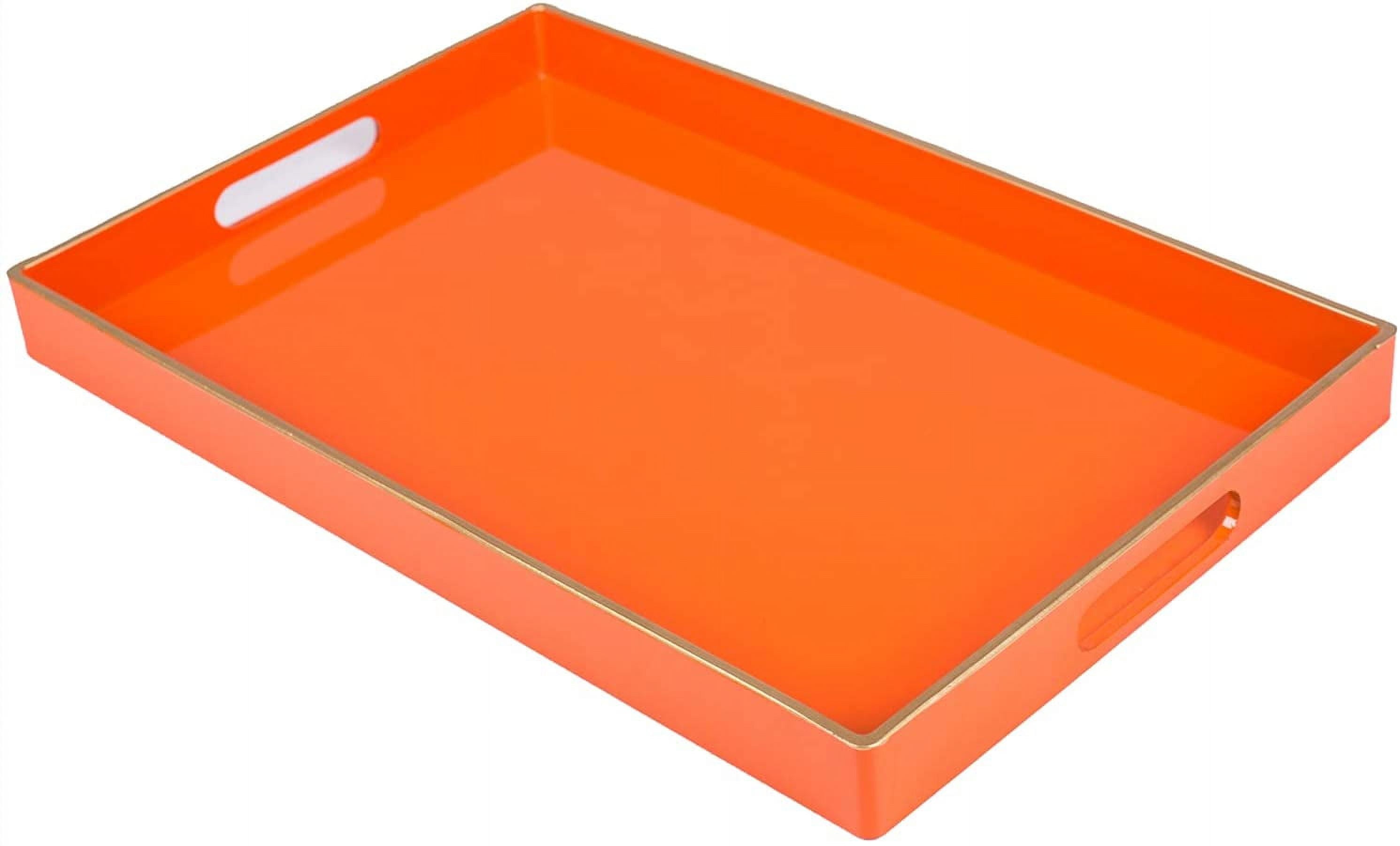 MAONAME White Decorative Tray, 15.7" X 11.8" Plastic Serving Tray with Handles, Printed Marble Glass Tray, Rectangular Tray for Coffee Table